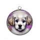 Pendentif Cabochon Argent - chien
