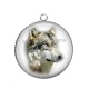 Pendentif Cabochon Argent - loup