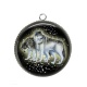 Pendentif Cabochon Argent - loup