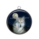 Pendentif Cabochon Argent - loup