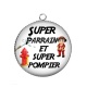 Pendentif Cabochon Argent - super parrain et super pompier