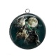 Pendentif Cabochon Argent - loup