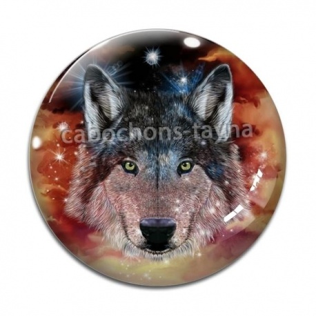 Cabochon Verre - loup