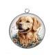 Pendentif Cabochon Argent - loup