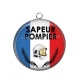 Pendentif Cabochon Argent - sapeur pompier
