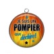Pendentif Cabochon Argent - pompier qui déchire