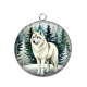 Pendentif Cabochon Argent - loup