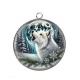 Pendentif Cabochon Argent - loup