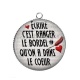 Pendentif Cabochon Argent - écrire c'est ranger le bordel qu'on a dans la tête