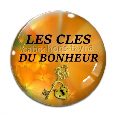 Cabochon Verre - clés clés du bonheur
