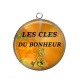 Pendentif Cabochon Argent - clés clés du bonheur