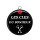 Pendentif Cabochon Argent - les clés du bonheur