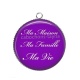 Pendentif Cabochon Argent - ma maison, ma famille, ma vie