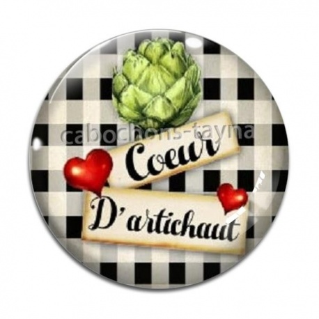 Cabochon Verre - coeur d'artichaut