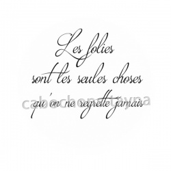les folies sont les seules choses qu'on ne regrette jamais