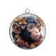Pendentif Cabochon Argent - singe