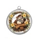 Pendentif Cabochon Argent - singe