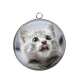 Pendentif Cabochon Argent - chat