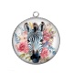 Pendentif Cabochon Argent - zèbre