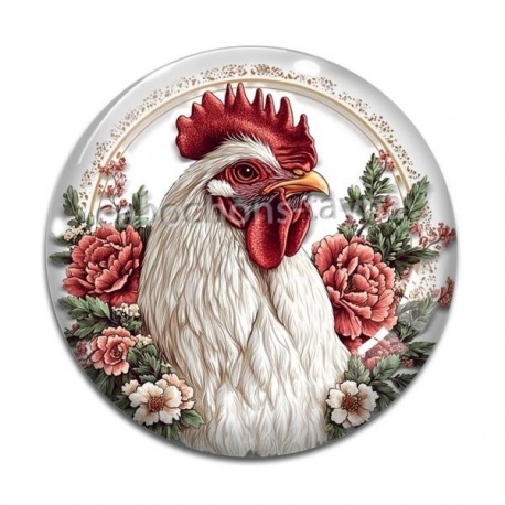 Cabochon Verre - poule