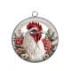 Pendentif Cabochon Argent - poule