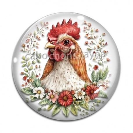 Cabochon Verre - poule