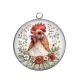 Pendentif Cabochon Argent - poule