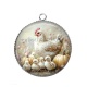 Pendentif Cabochon Argent - poule