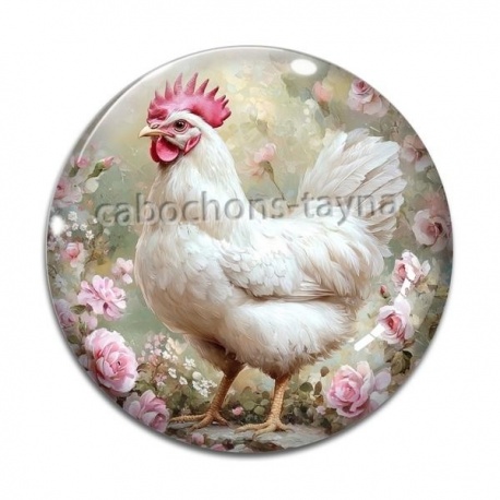 Cabochon Verre - poule