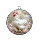 Pendentif Cabochon Argent - poule