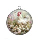 Pendentif Cabochon Argent - poule