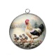 Pendentif Cabochon Argent - poule