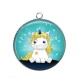 Pendentif Cabochon Argent - licorne