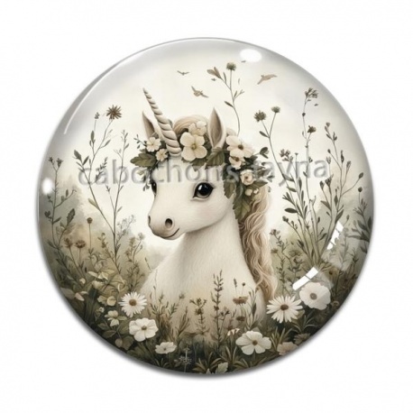 Cabochon Verre - licorne