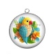 Pendentif Cabochon Argent - perroquet