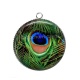 Pendentif Cabochon Argent - plume de paon