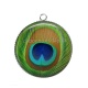 Pendentif Cabochon Argent - plume de paon