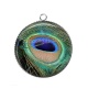 Pendentif Cabochon Argent - plume de paon