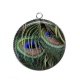 Pendentif Cabochon Argent - plume de paon