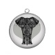 Pendentif Cabochon Argent - éléphant