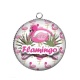 Pendentif Cabochon Argent - flament rose