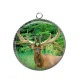 Pendentif Cabochon Argent - flament rose