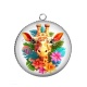 Pendentif Cabochon Argent - girafe