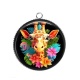 Pendentif Cabochon Argent - girafe