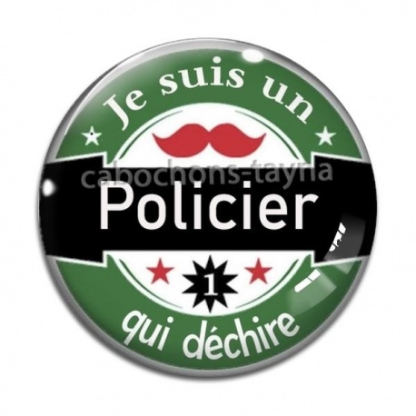 Cabochon Verre - je suis un policier qui déchire