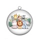 Pendentif Cabochon Argent - animaux enfant