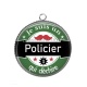 Pendentif Cabochon Argent - je suis un policier qui déchire