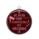 Pendentif Cabochon Argent - je suis une coiffeuse qui déchire