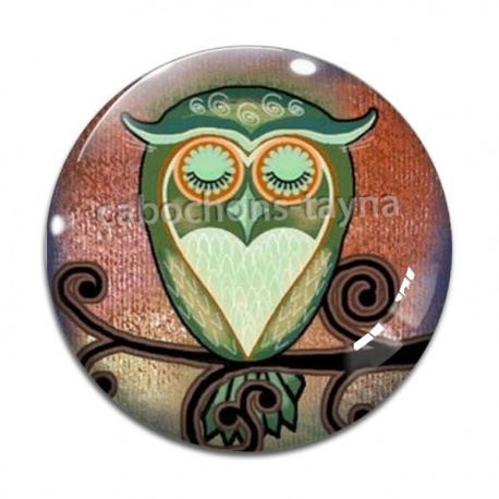 Cabochon Verre - hibou