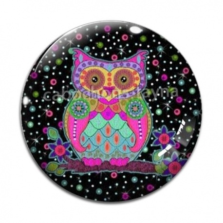 Cabochon Verre - chouette